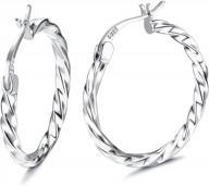 серьги-кольца milacolato из стерлингового серебра 925 пробы для женщин - элегантные полированные круглые серьги-кольца с покрытием из белого золота 18 карат - гипоаллергенный поворот для легкого комфорта логотип