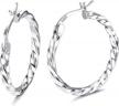 milacolato 925 sterling silver hoop earrings for women - elegant high polished round-tube hoops with 18k white gold plating – hypoallergenic twist for lightweight comfort logo