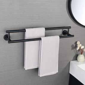 img 1 attached to 24-Inch Matte Black Double Towel Bar Wall Mount - Alise Bathroom Towel Rack Holder With SUS304 Stainless Steel Rail For Hanging And Storage, GYT6902-B