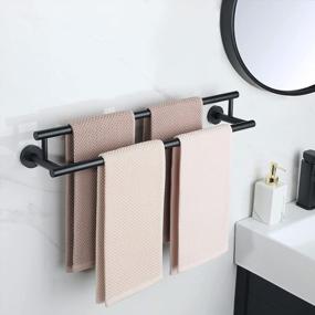 img 2 attached to 24-Inch Matte Black Double Towel Bar Wall Mount - Alise Bathroom Towel Rack Holder With SUS304 Stainless Steel Rail For Hanging And Storage, GYT6902-B