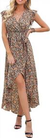img 4 attached to GRECERELLE Women'S Summer Floral Print Cross V Neck Dress Bohemian Flowy Long Maxi Dresses