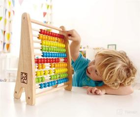 img 2 attached to Hape Rainbow Wooden Counting Bead Abacus | Dimension: 10 x 4.7 x 12.6 inches