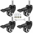 4-pack 1.5 inch swivel stem casters - 330 lbs capacity, non-marking polyurethane wheels & 3/8"- 16 x 1" threaded stems with nuts for furniture carts trolleys. logo