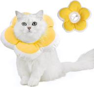 🐱 soft elizabeth pet cone: adjustable cat recovery collar for wound healing, prevent licking & scratching, yellow - size l логотип