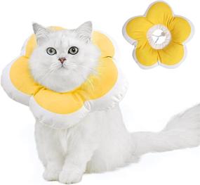 img 4 attached to 🐱 Soft Elizabeth Pet Cone: Adjustable Cat Recovery Collar for Wound Healing, Prevent Licking & Scratching, Yellow - Size L