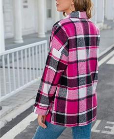 img 2 attached to Women'S Flannel Plaid Shirts - Long Sleeve, Mid-Long Blouses With Pockets
