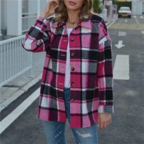 img 3 attached to Women'S Flannel Plaid Shirts - Long Sleeve, Mid-Long Blouses With Pockets