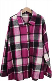 img 1 attached to Women'S Flannel Plaid Shirts - Long Sleeve, Mid-Long Blouses With Pockets