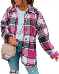img 4 attached to Women'S Flannel Plaid Shirts - Long Sleeve, Mid-Long Blouses With Pockets