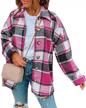 women's flannel plaid shirts - long sleeve, mid-long blouses with pockets logo