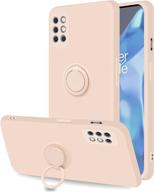 📱 coqibel oneplus 8t 5g case - liquid silicone cover with 360° ring kickstand and car mount function, 6.55" inch, slim full body protection, pink (with microfiber liner) logo