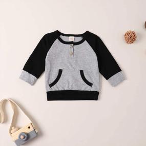 img 2 attached to Adorable Baby Boy 2PCS Outfit: Stripe Sweatshirt Top + Pants Set With Long Sleeves