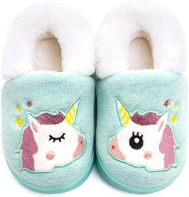 img 4 attached to 🦄 Adorable Unicorn Slippers - Toddler Bedroom Shoes for Boys - Size 8.5-9.5