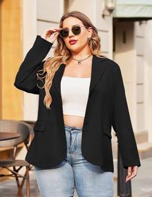 img 1 attached to Plus Size Women'S Open Front Blazer With Pockets - Long Sleeve Casual Work Office Jacket By IN'VOLAND