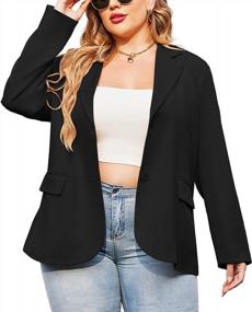 img 4 attached to Plus Size Women'S Open Front Blazer With Pockets - Long Sleeve Casual Work Office Jacket By IN'VOLAND