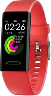 2021 version fitness activity tracker with body temperature heart rate sleep health monitor pedometer step calorie counter watch for women men teens boys girls (red) logo