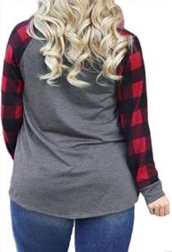 img 3 attached to Christmas Shirts For Plus Size Women: Merry Xmas Tree Print T-Shirt With Long Sleeves And Plaid Splicing Tops (Sizes 1X-5X)