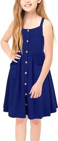 img 4 attached to GORLYA Sleeve Button Pockets GOR1018 Girls' Clothing ~ Dresses