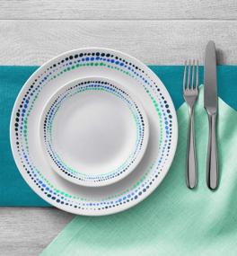 img 2 attached to Corelle Vitrelle 18-Piece Service For 6 Dinnerware Set, Triple Layer Glass And Chip Resistant, Lightweight Round Plates And Bowls Set, Ocean Blue