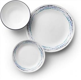 img 3 attached to Corelle Vitrelle 18-Piece Service For 6 Dinnerware Set, Triple Layer Glass And Chip Resistant, Lightweight Round Plates And Bowls Set, Ocean Blue