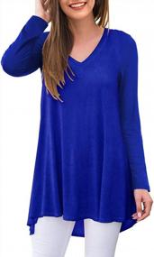 img 3 attached to AWULIFFAN V-Neck T-Shirt Sleepwear: Long Sleeve Women'S Fall Tunic Top Blouse
