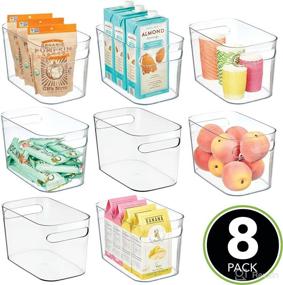 img 3 attached to 🍎 mDesign Clear Plastic Kitchen Pantry Cabinet, Refrigerator or Freezer Food Storage Bins with Handles - Fruit, Yogurt, Snacks, Pasta Organizer, 10 Inches, 8 Pack