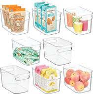 🍎 mdesign clear plastic kitchen pantry cabinet, refrigerator or freezer food storage bins with handles - fruit, yogurt, snacks, pasta organizer, 10 inches, 8 pack логотип