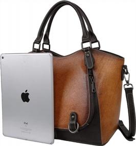 img 2 attached to Retro Leather Top Handle Satchel Bag: Stylish Women'S Handbags By Iswee Designers