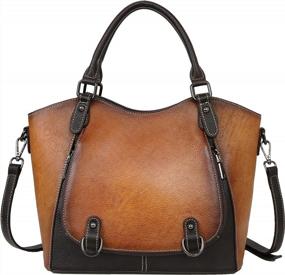 img 3 attached to Retro Leather Top Handle Satchel Bag: Stylish Women'S Handbags By Iswee Designers