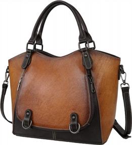 img 4 attached to Retro Leather Top Handle Satchel Bag: Stylish Women'S Handbags By Iswee Designers