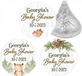 img 4 attached to Custom Woodland Bear Baby Shower Favor Stickers - 180 персонализированных этикеток для вашего праздника