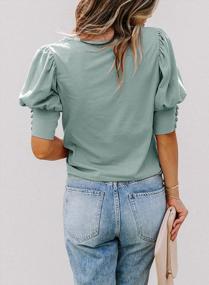 img 2 attached to Women'S Summer Puff Sleeve Tops: Stylish & Comfortable Crewneck Blouses