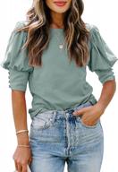 women's summer puff sleeve tops: stylish & comfortable crewneck blouses logo