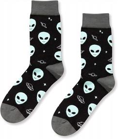img 1 attached to Men'S Funny Socks With Shark, Alien, Bigfoot, Astronaut Designs - Medical Teeth Skeleton Animal Gifts