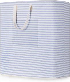 img 4 attached to Extra Large Laundry Hamper With Extended Handles - Collapsible 100L Clothes Basket For Toys And Clothes - Waterproof Storage Bags - Light Blue By Jack&Chris