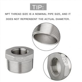 img 2 attached to Stainless Steel Reducing Hex Bushing - 3/4" Male NPT To 1/2" Female NPT Fitting For Pipe And Hose (Pack Of 1)