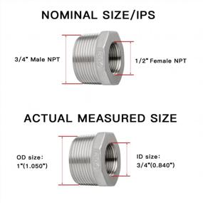 img 3 attached to Stainless Steel Reducing Hex Bushing - 3/4" Male NPT To 1/2" Female NPT Fitting For Pipe And Hose (Pack Of 1)