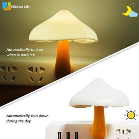 img 3 attached to 🍄 Mushroom Night Light: iBetterLife Sensor LED Plug-in Wall Dream Bed Room Lamp for Cozy Cottagecore Decor in Bedroom, Bathroom, Stairs, Hallway Corridor - Warm White Glow