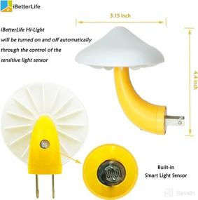 img 2 attached to 🍄 Mushroom Night Light: iBetterLife Sensor LED Plug-in Wall Dream Bed Room Lamp for Cozy Cottagecore Decor in Bedroom, Bathroom, Stairs, Hallway Corridor - Warm White Glow