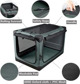 img 1 attached to 🐾 Totoro Ball Portable Folding Dog Crate Kennel: Secure & Spacious 4 Door Design, Mesh Mat, Strong Steel Frame, Locking Zippers - Suitable for Indoor and Outdoor Travel, Dog Kennel and Cat Carrier (26-Inch, Dark Green)