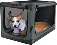 🐾 totoro ball portable folding dog crate kennel: secure & spacious 4 door design, mesh mat, strong steel frame, locking zippers - suitable for indoor and outdoor travel, dog kennel and cat carrier (26-inch, dark green) логотип