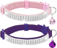 🐾 expawlorer cat collar breakaway with bells - rhinestone bling diamante collar 2-pack - soft velvet, adjustable, safe collar for cats and small dogs logo