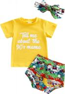 adorable baby girl funny letter printed top, shorts and bloomers set with headband - perfect for summer outfits logo