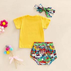 img 2 attached to Adorable Baby Girl Funny Letter Printed Top, Shorts And Bloomers Set With Headband - Perfect For Summer Outfits