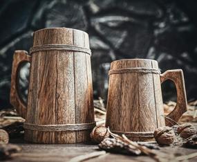 img 2 attached to Experience Authenticity With Handcrafted Norse Tradesman Wooden Beer Mug - Medieval Ale Tankard With Bonus Gift Sack - 16 Oz Capacity