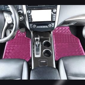 img 2 attached to 🚗 Universal Fit Car Floor Mats - August Auto All Weather Aluminum Mats for Sedan, SUVs, Truck, and Vans - Set of 4 (Pink)