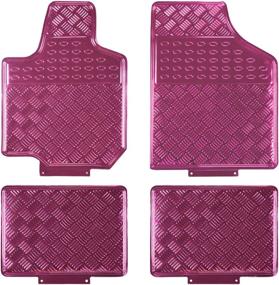 img 4 attached to 🚗 Universal Fit Car Floor Mats - August Auto All Weather Aluminum Mats for Sedan, SUVs, Truck, and Vans - Set of 4 (Pink)