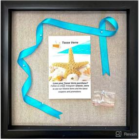 img 4 attached to Large 12x12 Shadow Box Frame w/ Linen Background, 8 Stick Pins - Ideal for Displaying Baby & Sports Memorabilia, Uniforms, Military Medals, Wedding Keepsakes