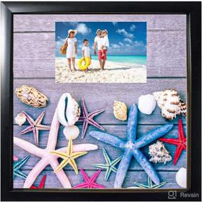 img 1 attached to Large 12x12 Shadow Box Frame w/ Linen Background, 8 Stick Pins - Ideal for Displaying Baby & Sports Memorabilia, Uniforms, Military Medals, Wedding Keepsakes