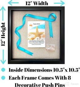 img 3 attached to Large 12x12 Shadow Box Frame w/ Linen Background, 8 Stick Pins - Ideal for Displaying Baby & Sports Memorabilia, Uniforms, Military Medals, Wedding Keepsakes